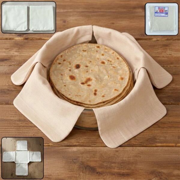 Multipurpose Cotton Roti Cloth Cover, Round Roti Cover  (51 x 51 cm, Pack of 2 )