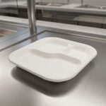Vegnar Compostable Bagasse 3-Compartment Square Meal Plate - Image 8