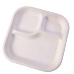 Vegnar Compostable Bagasse 3-Compartment Square Meal Plate - Image 5
