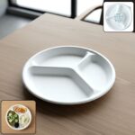 10 inch 3-compartment round compostable bagasse plate