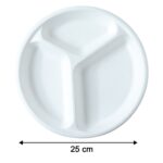 Vegnar 10 Inch 3-Compartment Round Compostable Bagasse Plate (10 Pc) - Image 6