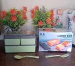 Plastic 2 Layer Leak Proof 3 Compartment Lunch Box for Office  (1 Pc) - Image 13