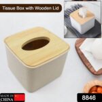 Tissue Box Desktop Stand Bamboo Tissue Cover Box Rectangular Paper Towel Holder Removable Tissue Dispenser for Bathroom Vanity Countertop Bedroom Car Holder Paper Towels Dispenser (1 Pc ) - Image 2