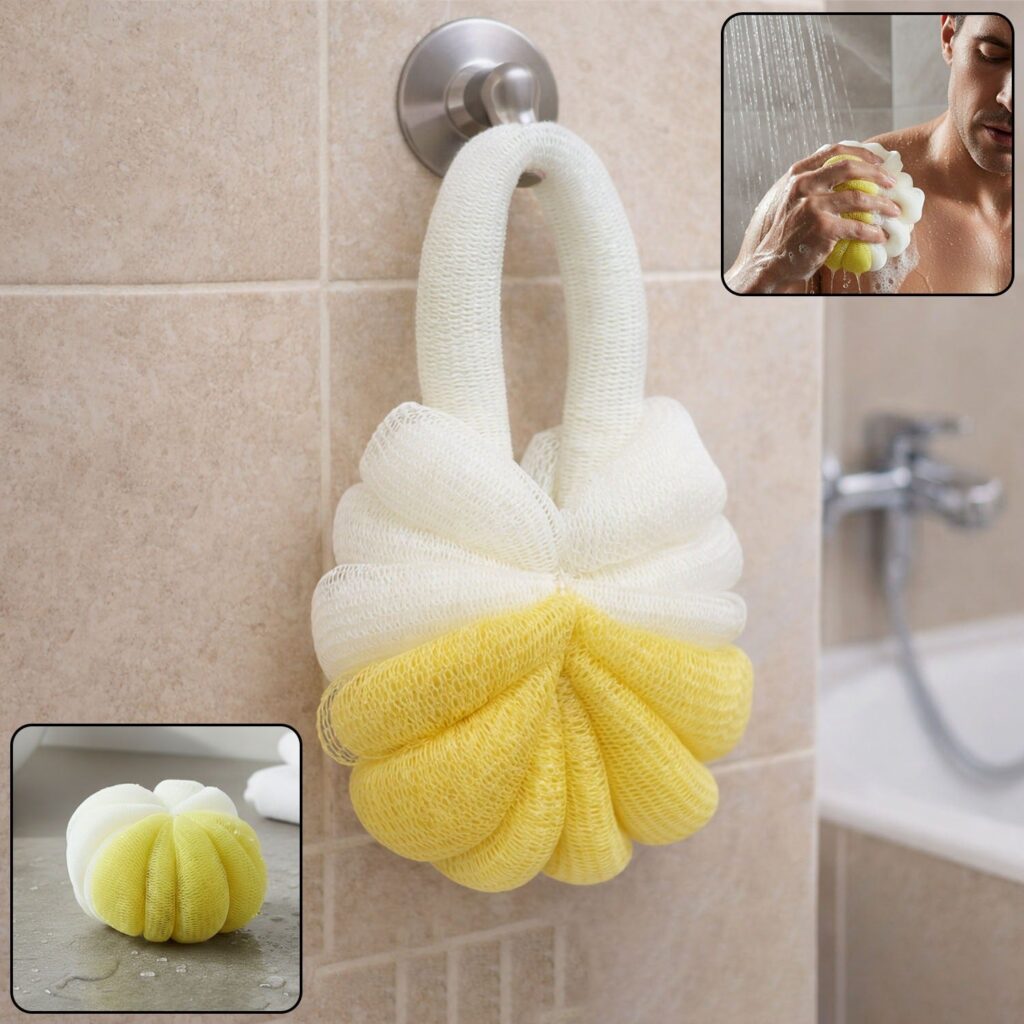 Dual color soft mesh bath loofah body scrubber