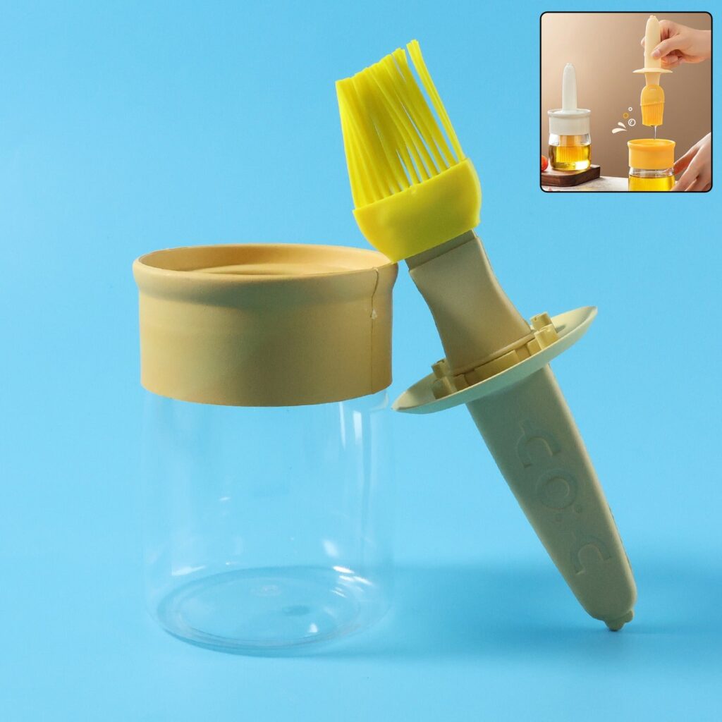 2-in-1 Oil Dispenser Bottle with Integrated Silicone Basting Brush