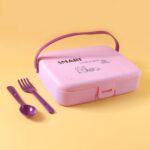 Smart Leak Proof Lunch Box with 3 Compartments and Spoon Set (1 Set) - Image 7