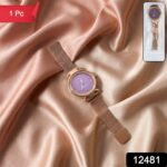 Elegant Rose Gold Mesh Strap Analog Wrist Watch for Women (1 Pc) - Image 2