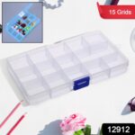 15-Grid Clear Plastic Jewelry Organizer Box with Dividers (1 Pc) - Image 7