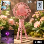Portable Rechargeable LED Light Fan with Flexible Tripod Stand (1 Pc) - Image 2