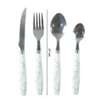 Stainless Steel Cutlery Set with Marble Design Handle (4 Pc  Set) - Image 6