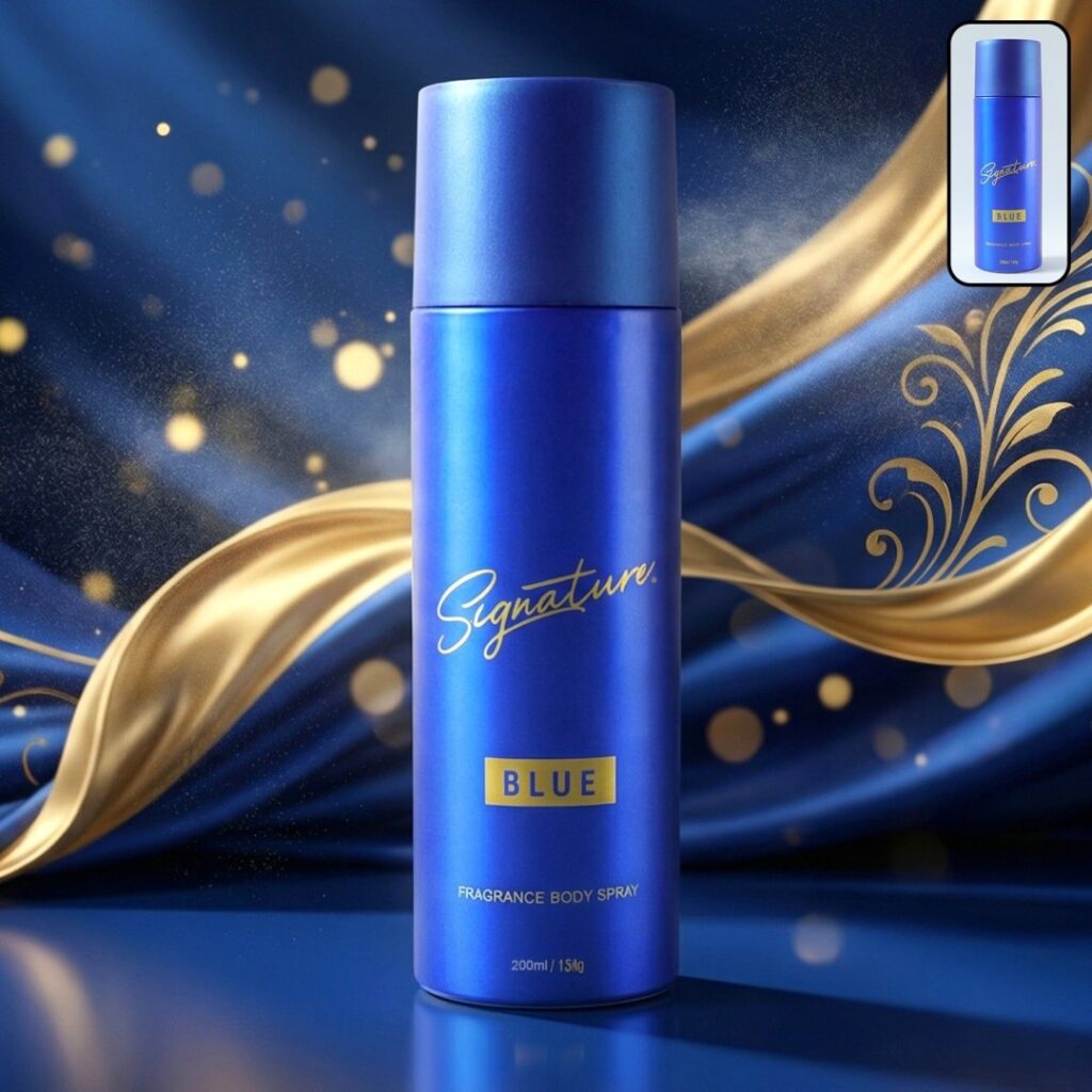 Signature Premium Blue Fragrance Body Spray can