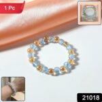 Elegant Dual-Tone Crystal Beaded Stretch Bracelet (1 Pc) - Image 2