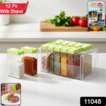 Classic Transparent Spice Rack with Stand – 12 Piece - Image 2