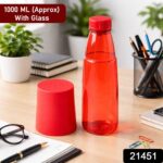 1000 ML (Approx) Plastic Hydra Flow Reusable Water Bottle with Glass - Image 2