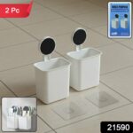 Wall Mounted Plastic Toothbrush Holder with Adhesive Installation (2 Pc) - Image 2