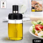 Clear Glass Oil Dispenser Bottle Integrated Silicone Basting Brush (250ml Approx) - Image 2