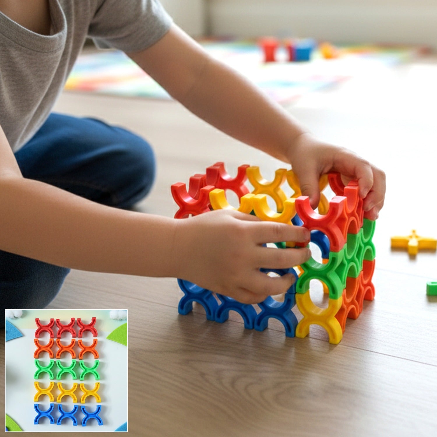 Colorful Interlocking Stacking Toy Set for Kids
