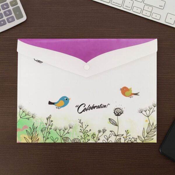 A4 Printed Document Folder with Button Closure