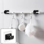 Wall-Mounted Adjustable Bathroom Hanging Rod with Multiple Hooks