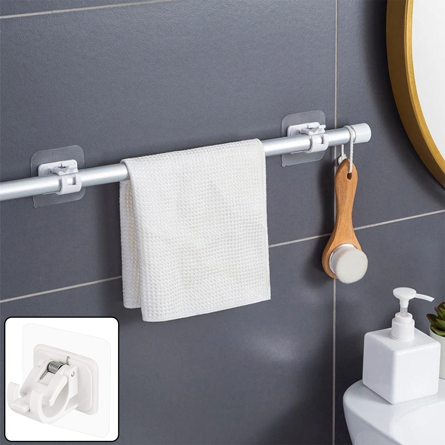 Multipurpose No-Drill Wall Mounted Adhesive Towel Rod Holder