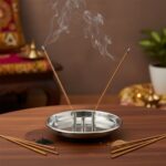 Stainless Steel Lotus Agarbatti Stand with Triple Stick Holder (1 Pc) - Image 3