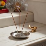 Stainless Steel Lotus Agarbatti Stand with Triple Stick Holder (1 Pc) - Image 8