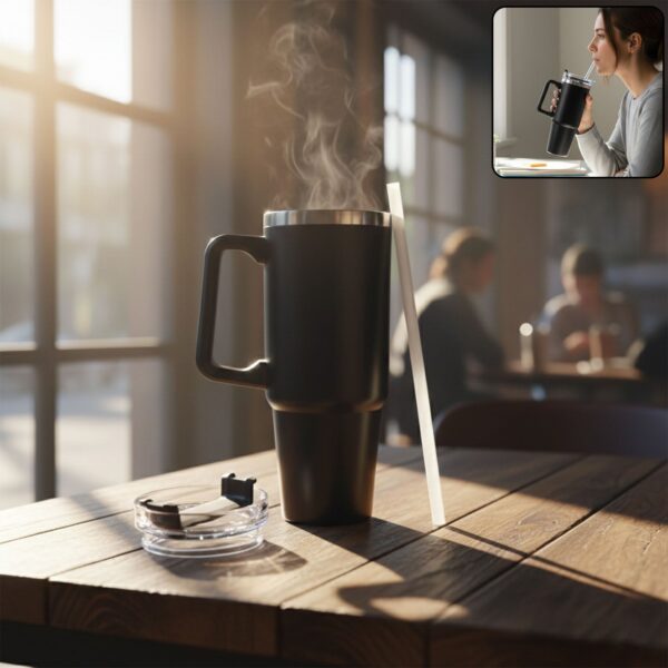 890 ML Large Capacity Insulated Travel Mug / Tumbler Black color (1 Pc)