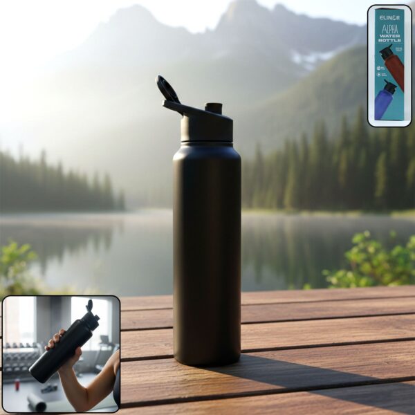 Stainless Steel 1000ml Flip-Top Reusable Sports Water Bottle – 1 Pc