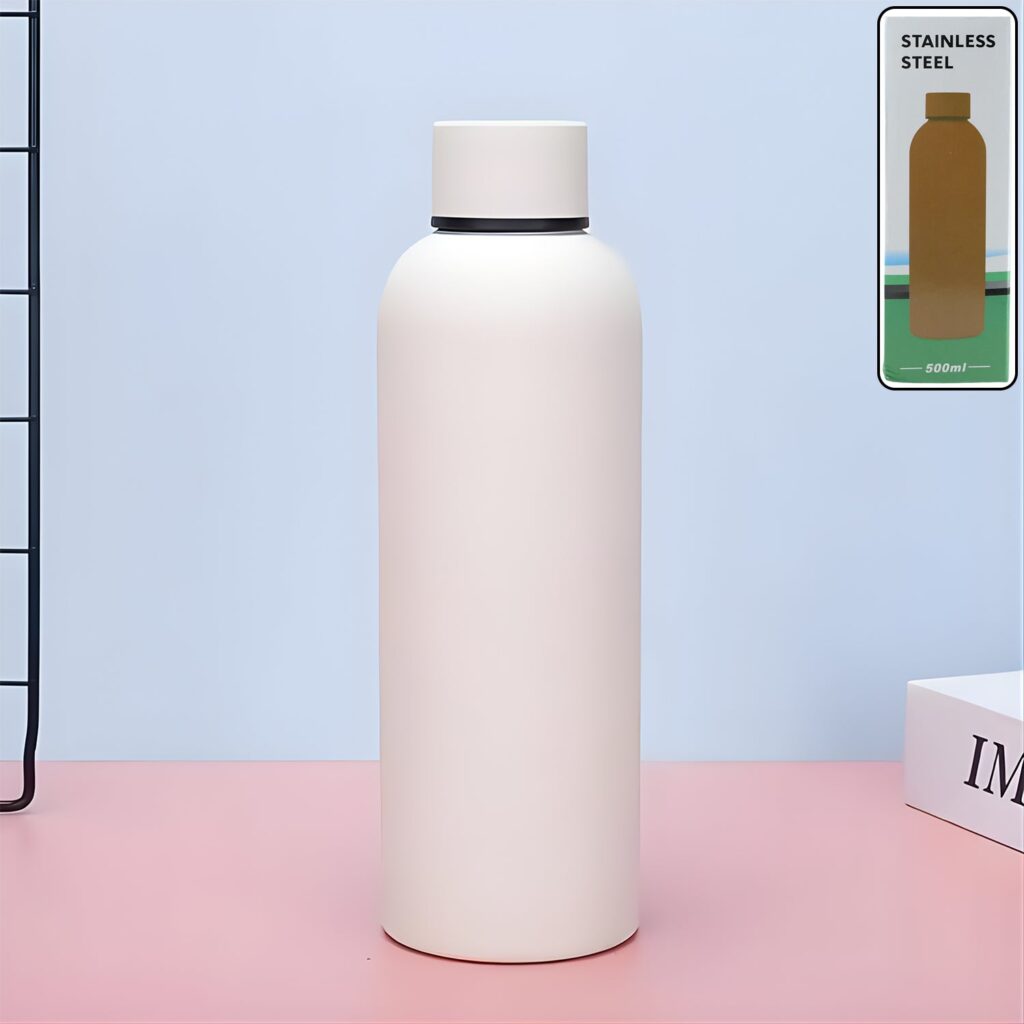 White Stainless Steel Double Wall Vacuum-Insulated Water Bottle