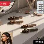 Elegant Bow Design Decorative Hair Clips Set (4 Pc) - Image 2