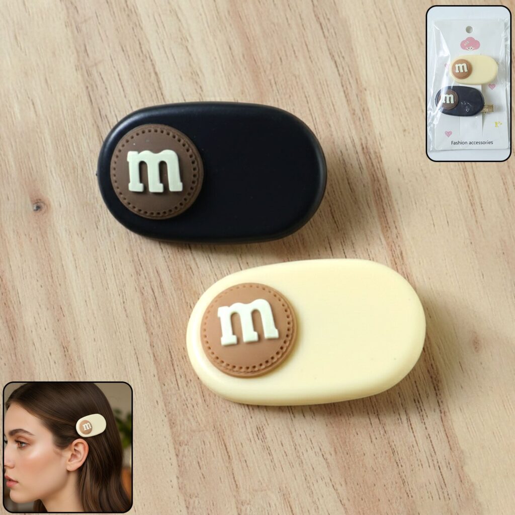 Set of two alphabet letter design decorative hair clips