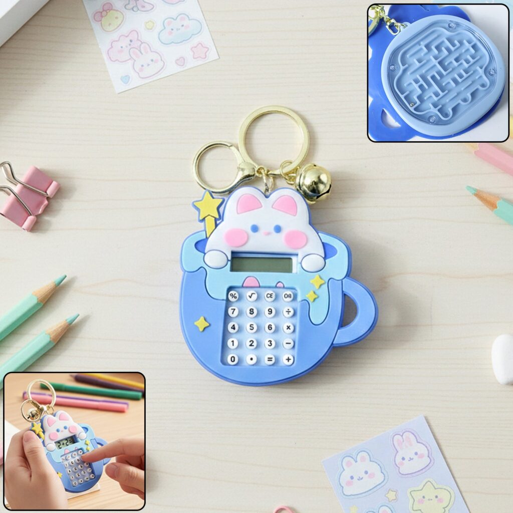 Cute Cartoon Bunny Calculator Keychain