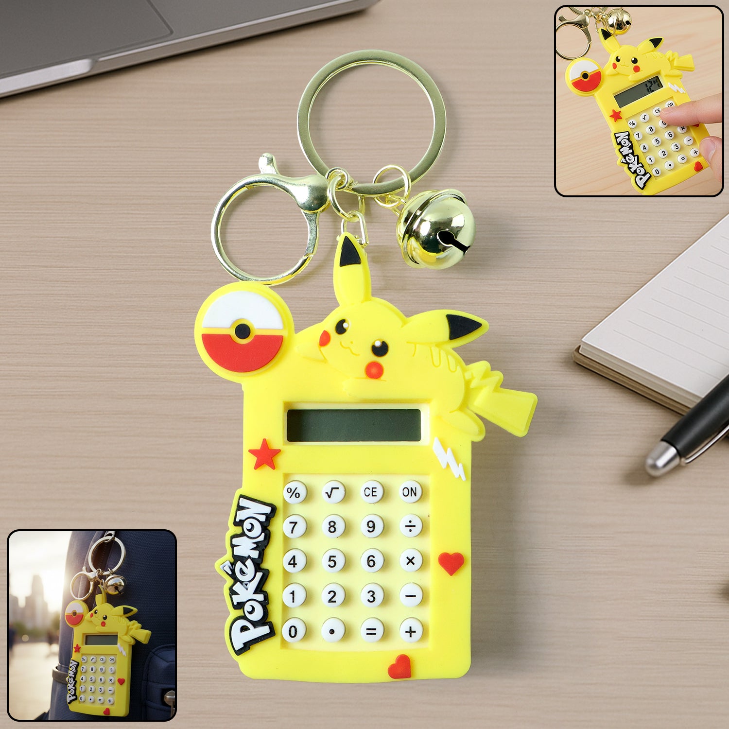 Calculator-with-Keychain-and-Game-01_3b47a2ee-bad8-402d-af28-e561fb8103e5.jpg Cute Yellow Cartoon Character Calculator Keychain with Mini Digital Display (1 Pc) - Image 1