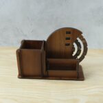 Wooden Desk Organizer Pen Stand With Rotating Calendar Wheel (1 Pc) - Image 7