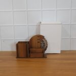 Wooden Desk Organizer Pen Stand With Rotating Calendar Wheel (1 Pc) - Image 8
