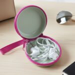 Portable Round Earphone Carry Case with Wired Earphones Set (1 Set) - Image 6