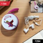 Portable Round Earphone Carry Case with Wired Earphones Set (1 Set) - Image 2