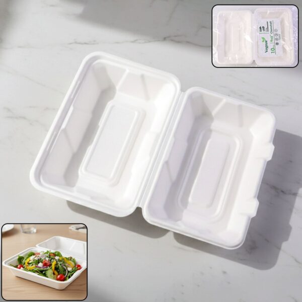 Vegnar Premium Bagasse Clamshell Food Box