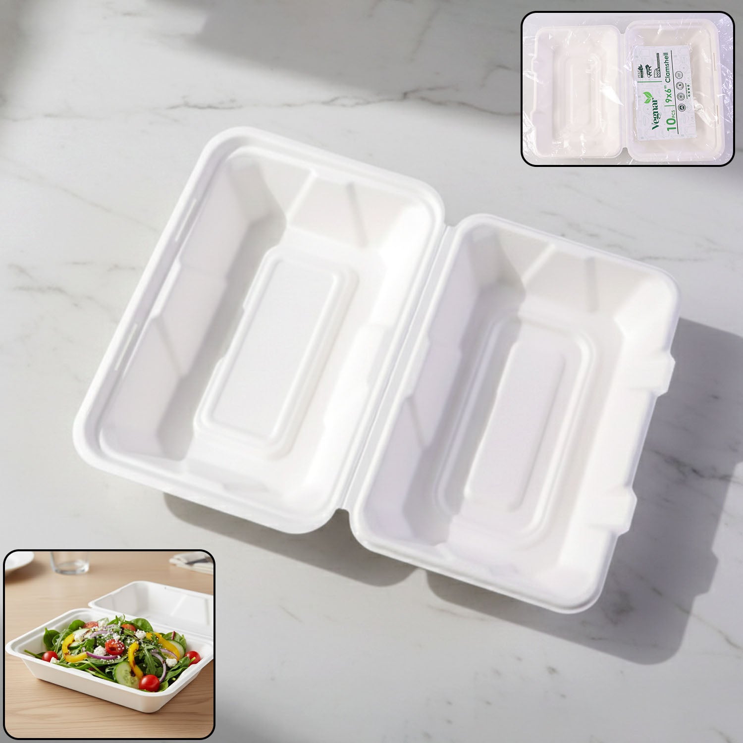 Clamshell-WOSKU-01.jpg Vegnar Premium Bagasse Clamshell Food Box