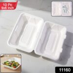 Vegnar Premium Bagasse Clamshell Food Box (10 Pc, 9x6 Inch) - Image 2