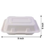 Vegnar Premium Bagasse Clamshell Food Box (10 Pc, 9x6 Inch) - Image 6