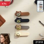 Cute Bear Face Decorative Hair Clips Set (4 Pc) - Image 2