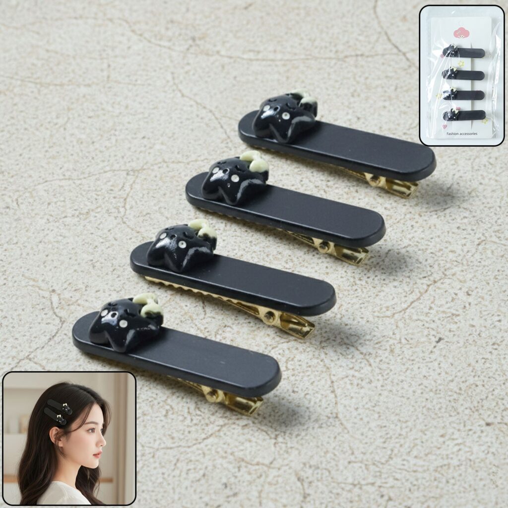 Cute Cat Design Matte Finish Hair Clips