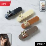 Cute Bunny Cartoon Decorative Hair Clips Set (4 Pc) - Image 2