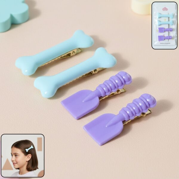Cute Cartoon Bone and Spade Hair Clip Set for Kids