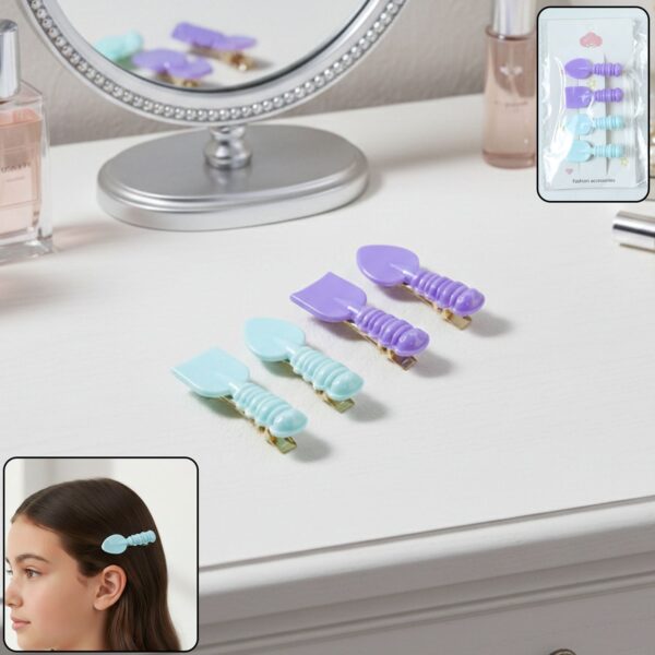 Cute Spoon and Spatula Shape Hair Clip Set for Girls