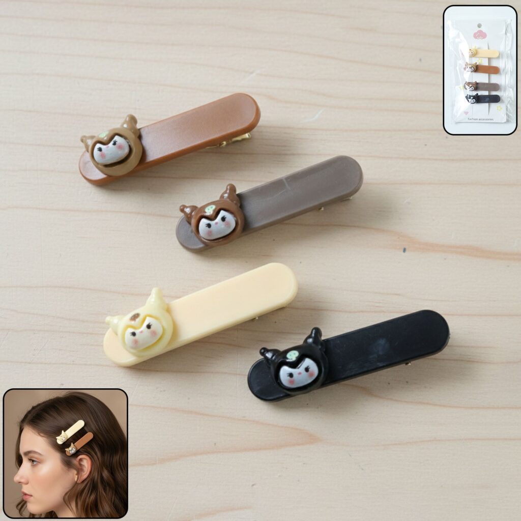 Pack of four cute cartoon animal face decorative hair clips