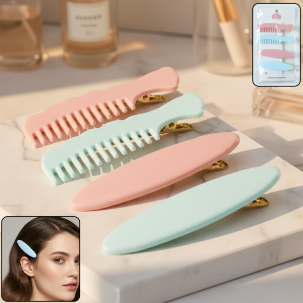 Pastel Comb-Style Hair Clip Set