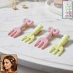 Set of 4 cute mini fork shaped hair clips for girls and women