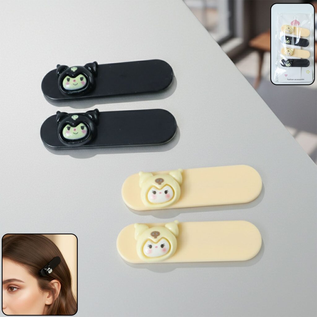 Set of four cute cartoon character decorative hair clips